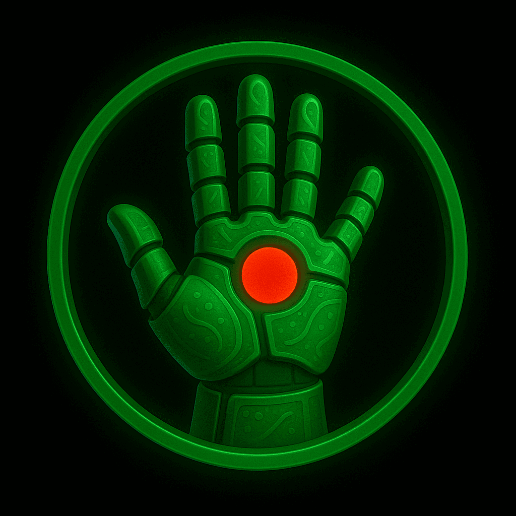 Logo Lezar3D accessoires et props impression 3D Gant robotique vert futuriste pour accessoires et props