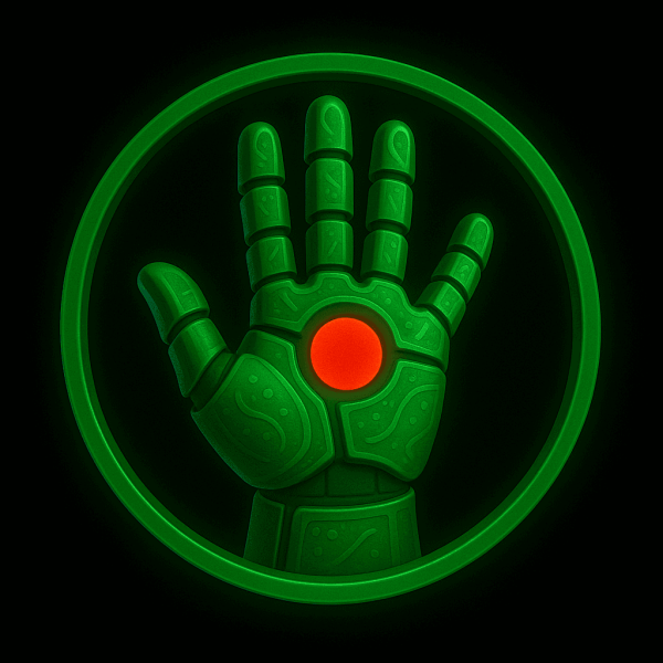 Logo Lezar3D accessoires et props impression 3D Gant robotique vert futuriste pour accessoires et props